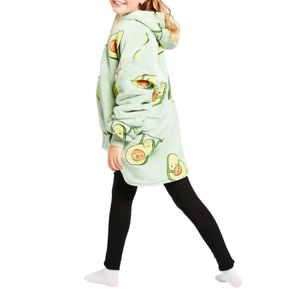 The Oodie Kids Avocado Print Hoodie Blanket Wearable‎ Blanket Size 4-13